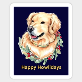 Happy Howlidays Golden Retriever Sticker